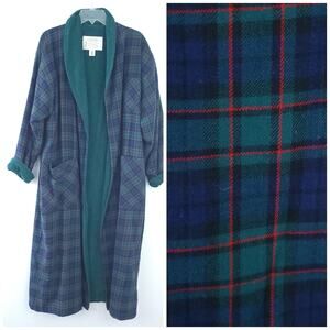 Vintage Victoria's Secret Country Cottons Tartan Plaid Robe Small Green Red Blue